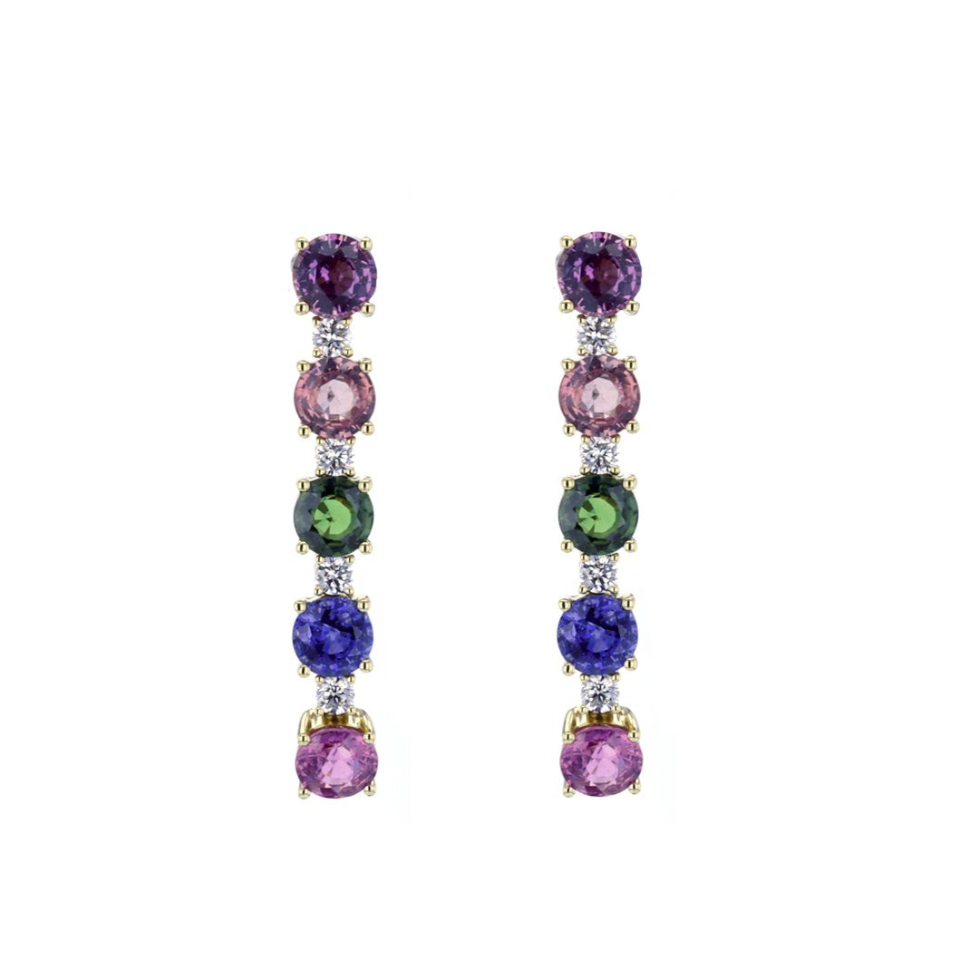 Multicolor Sapphire Drop Earrings