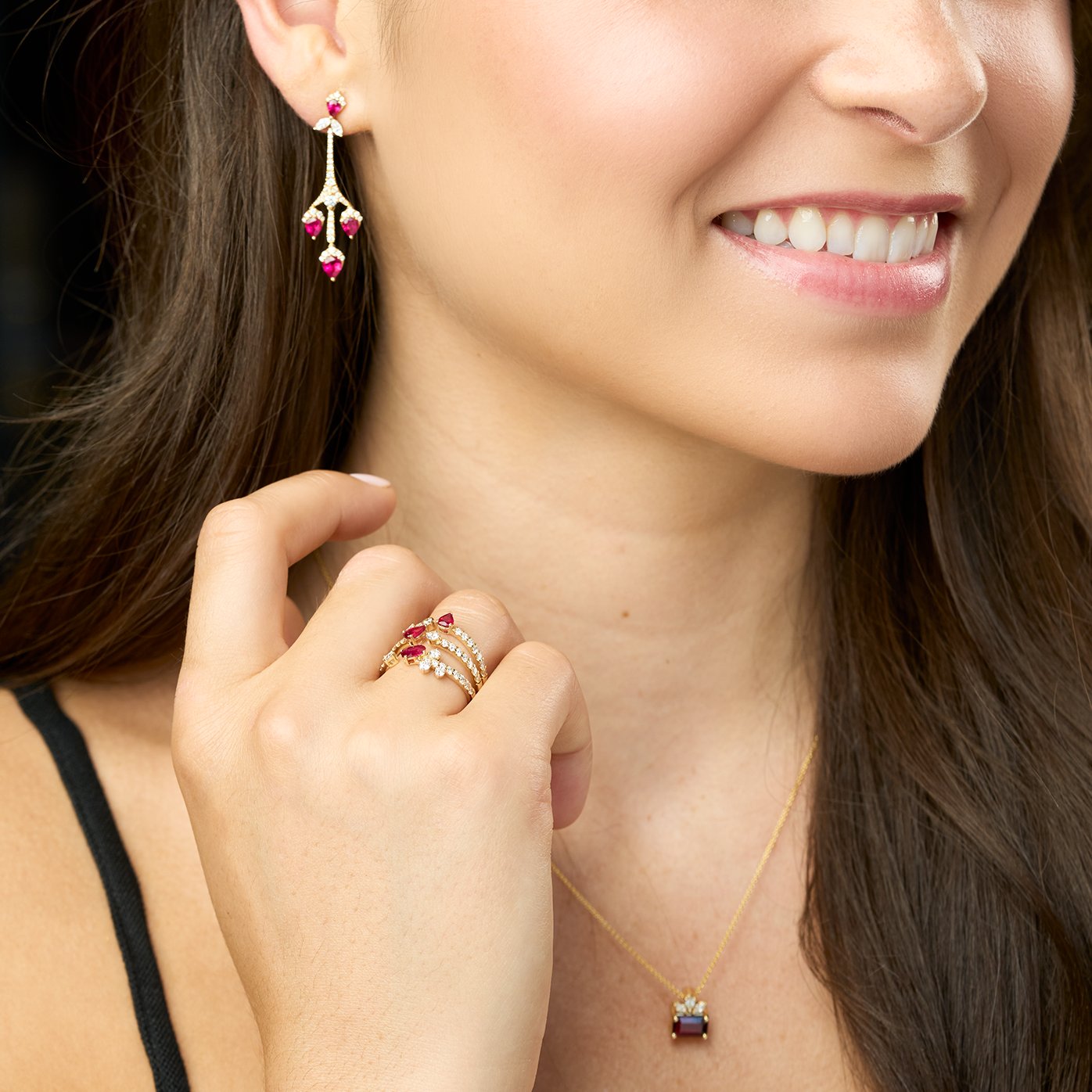 Ruby & Diamond Dangle Earrings