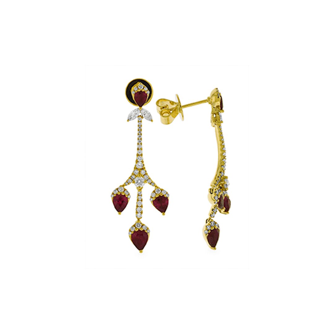 Ruby & Diamond Dangle Earrings