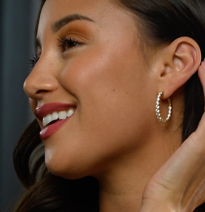 4.12 ctw Diamond 1" Inside-Out Hoop Earrings
