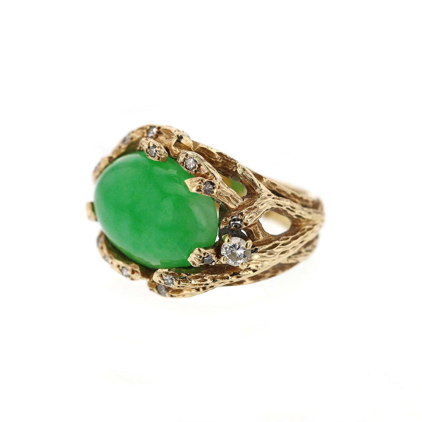 Green Cabochon Branch Style Ring