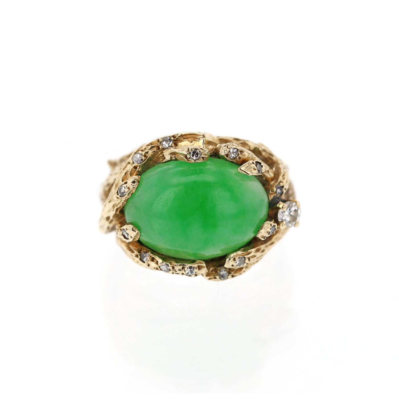 Green Cabochon Branch Style Ring