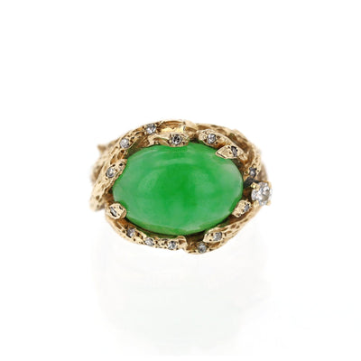 Green Cabochon Branch Style Ring