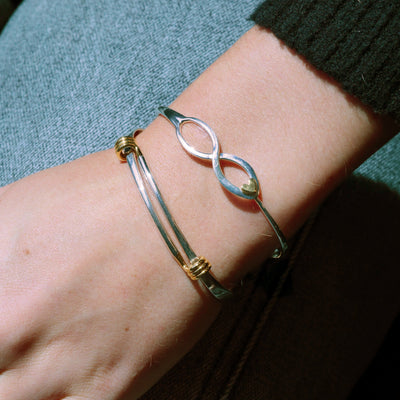 "Endless Heart" Bangle Gold & Silver Bracelet