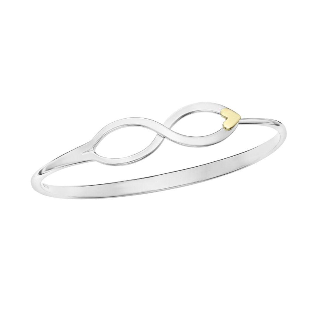 "Endless Heart" Bangle Gold & Silver Bracelet