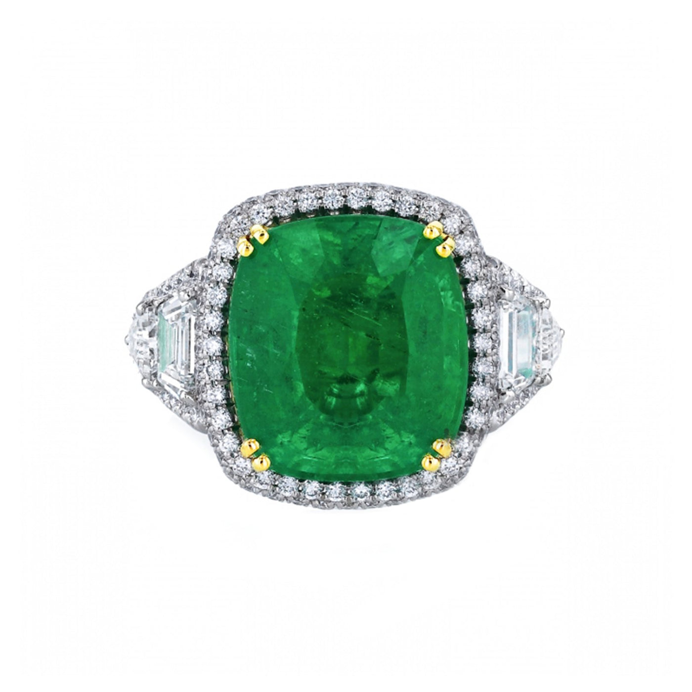 Emerald & Diamond Halo Ring