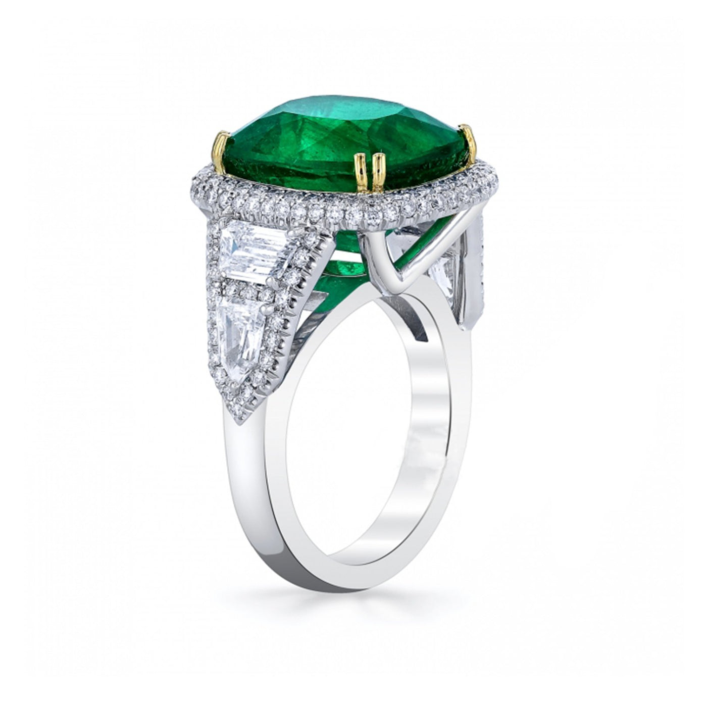 Emerald & Diamond Halo Ring