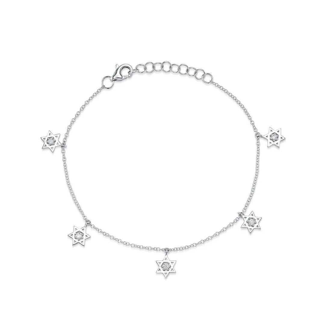 0.11ctw Diamond Star of David Charm Bracelet