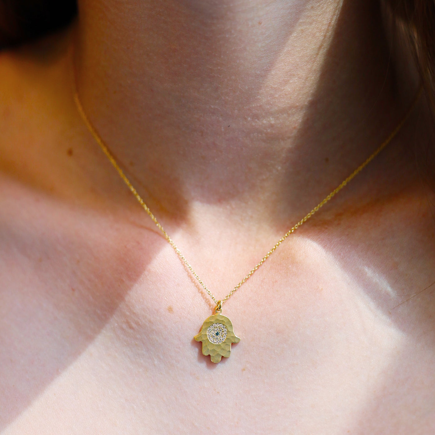 0.13 ctw Diamond Hamsa Necklace