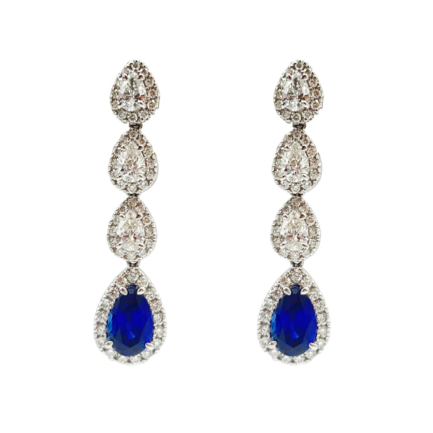 Blue Sapphire & Diamond Drop Earrings