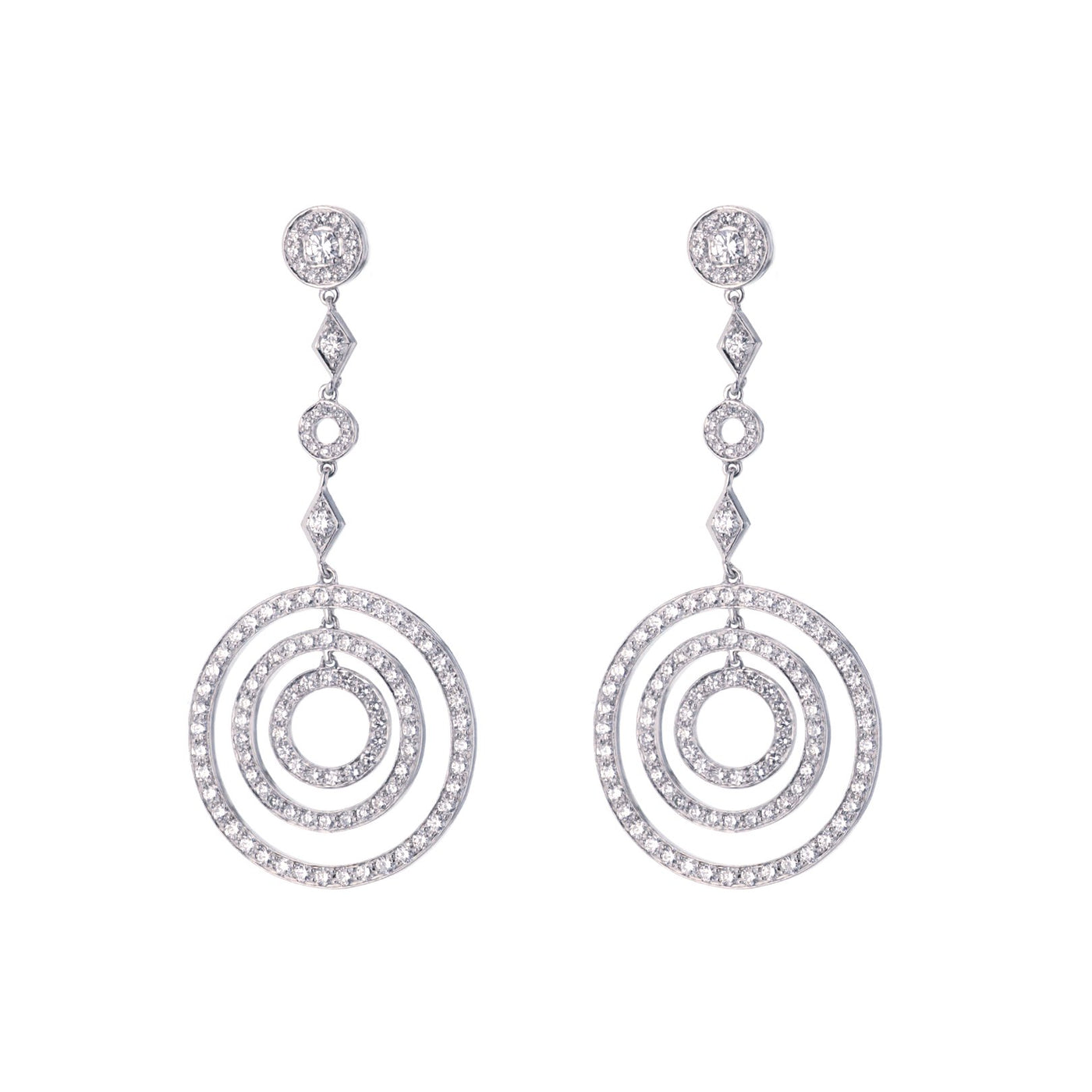 Diamond Triple Drop Earrings