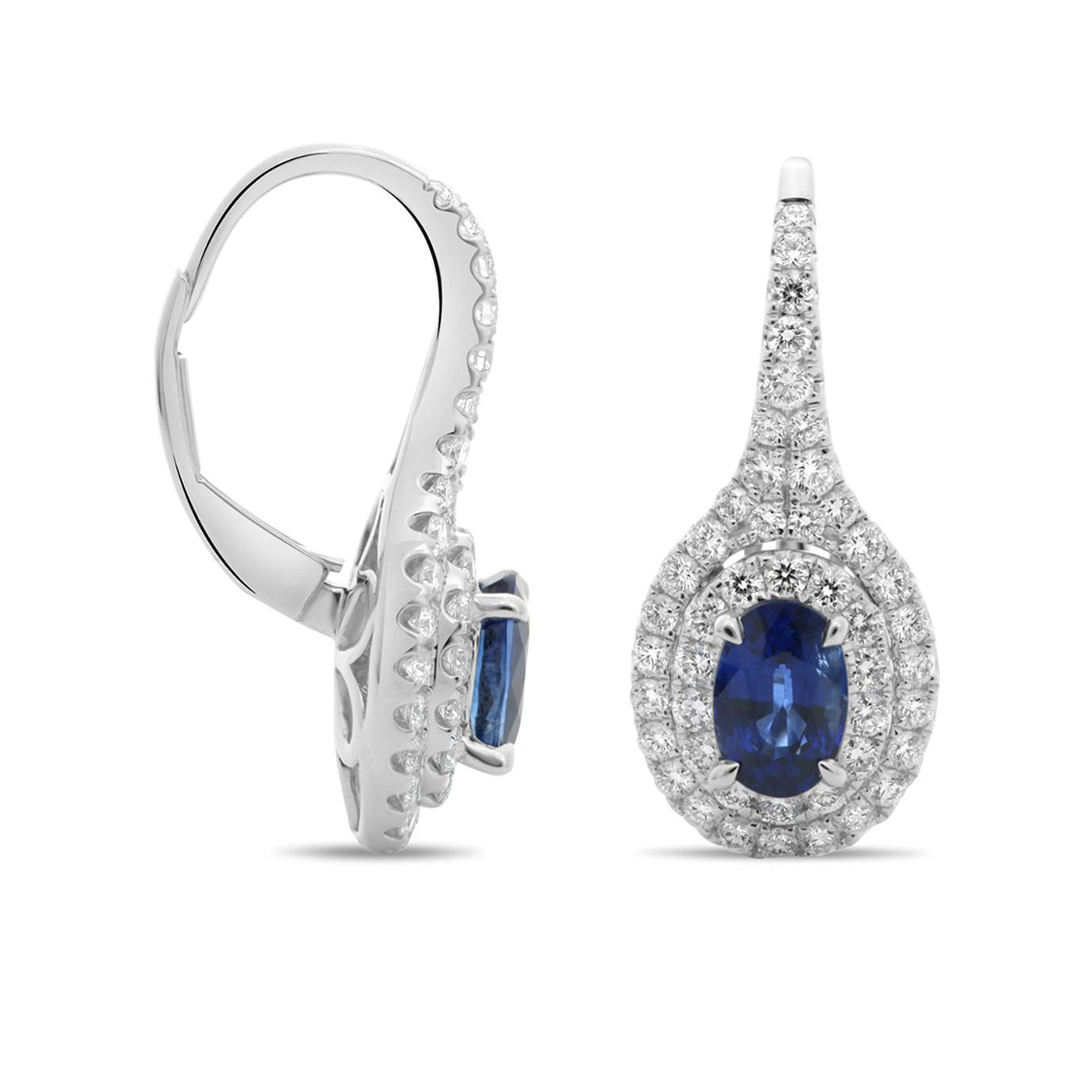 Blue Sapphire & Diamond Drop Earrings