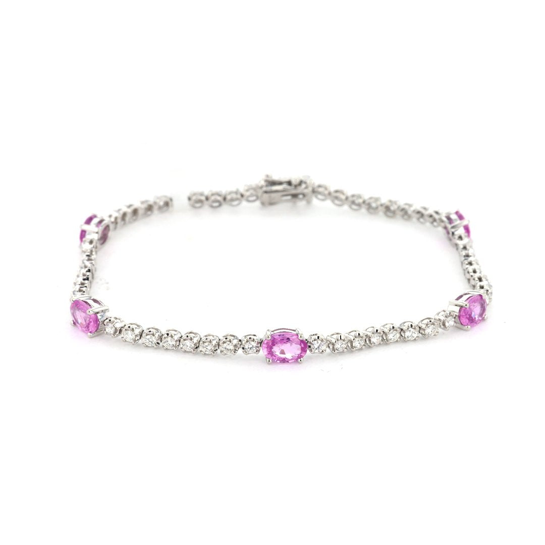 Pink Sapphire & Diamond Eternity Bracelet