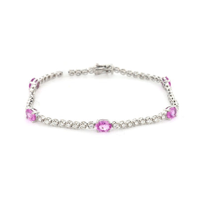 Pink Sapphire & Diamond Eternity Bracelet