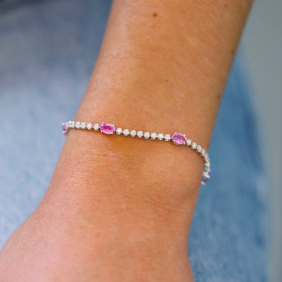 Pink Sapphire & Diamond Eternity Bracelet