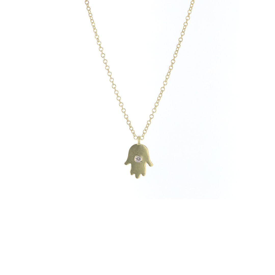 16+2" 0.02 ct Diamond Hamsa Necklace