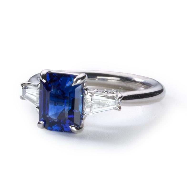 Blue Sapphire & Diamond Ring