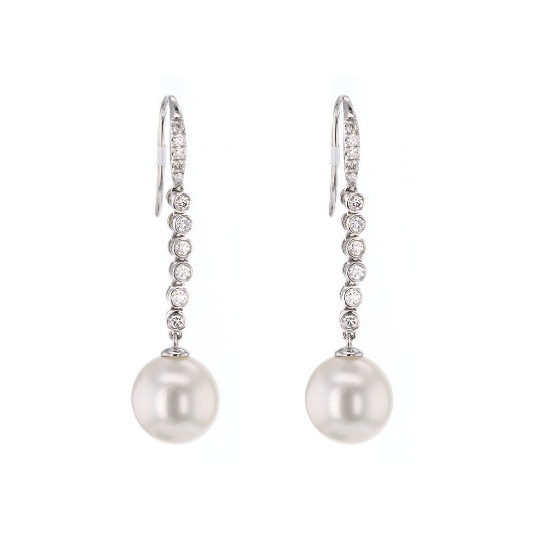 Pearl & Diamond Drop Earrings