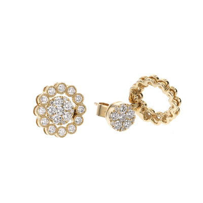 1.32ctw Diamond 2-Way Round Halo Earrings