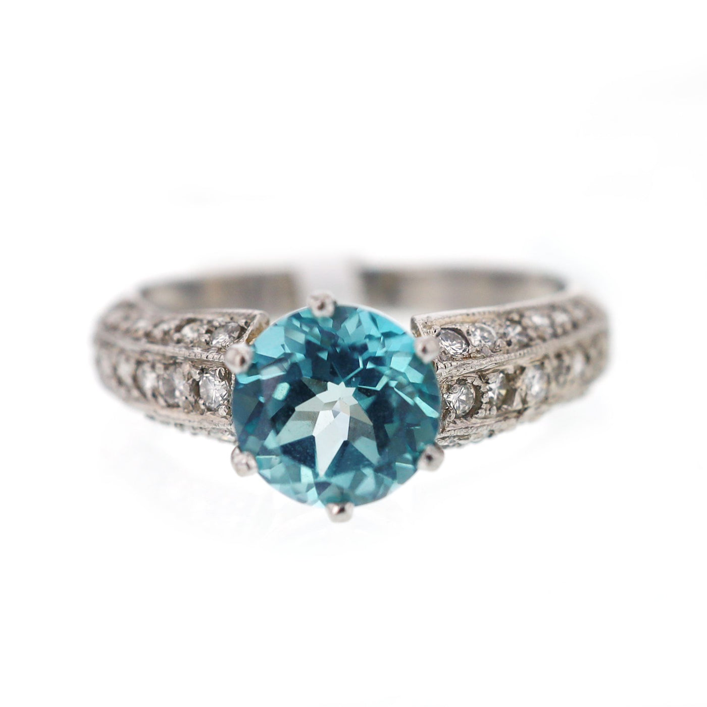 Blue Topaz & Diamond Ring