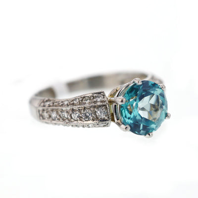 Blue Topaz & Diamond Ring