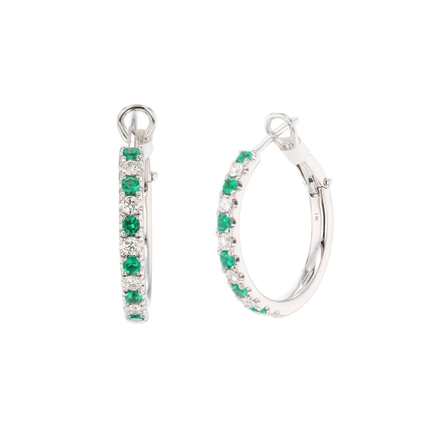 Emerald & Diamond Hoop Earrings