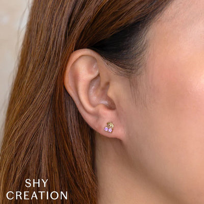 Pink Sapphire Cherry Stud Earrings