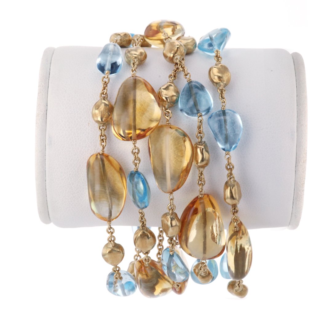 Blue Topaz, Citrine & Gold Nugget Bracelet
