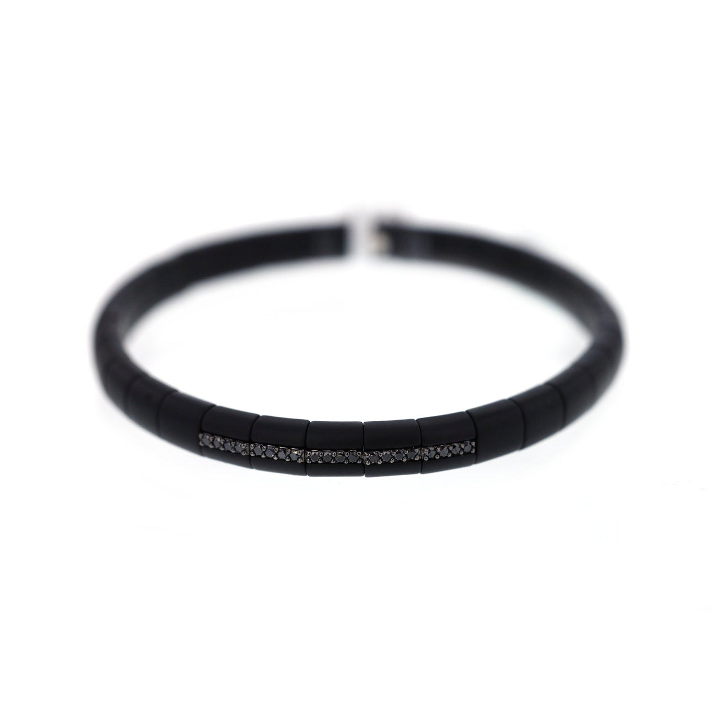 0.18 ctw Black Diamond Strech Ceramic Bracelet