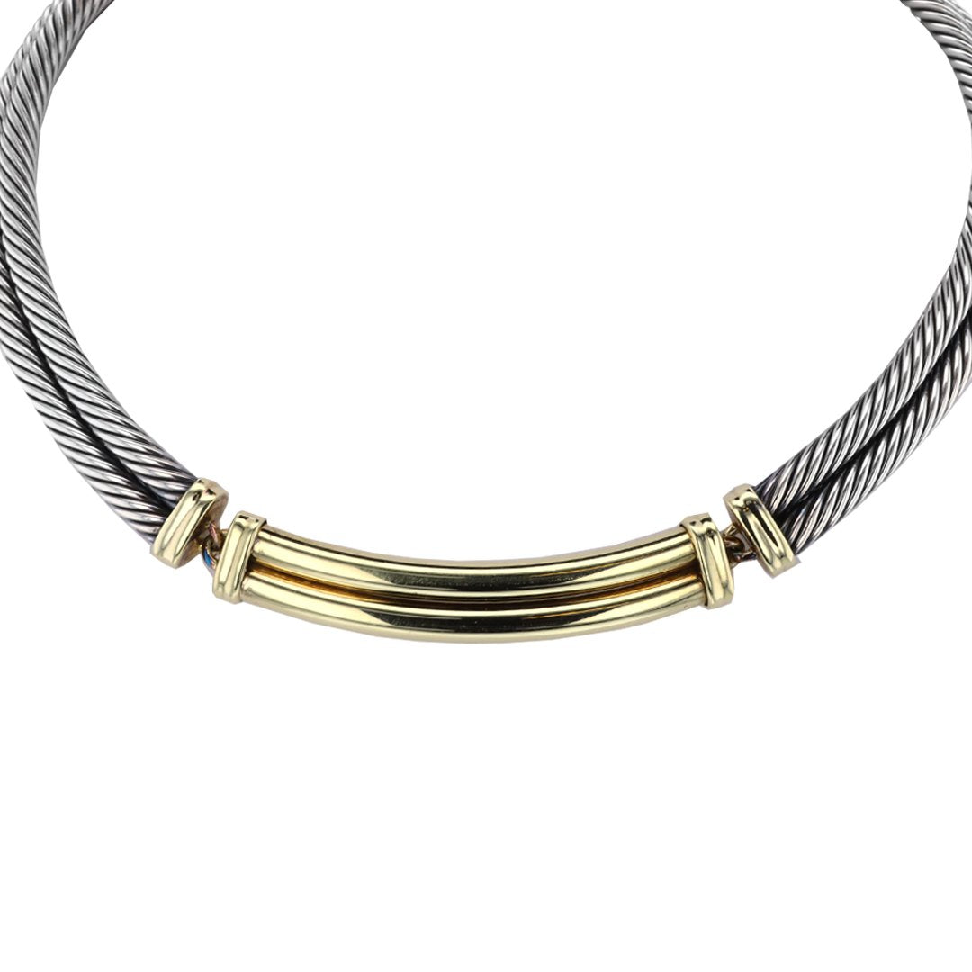 Twist Two Row Bar Collar Necklace