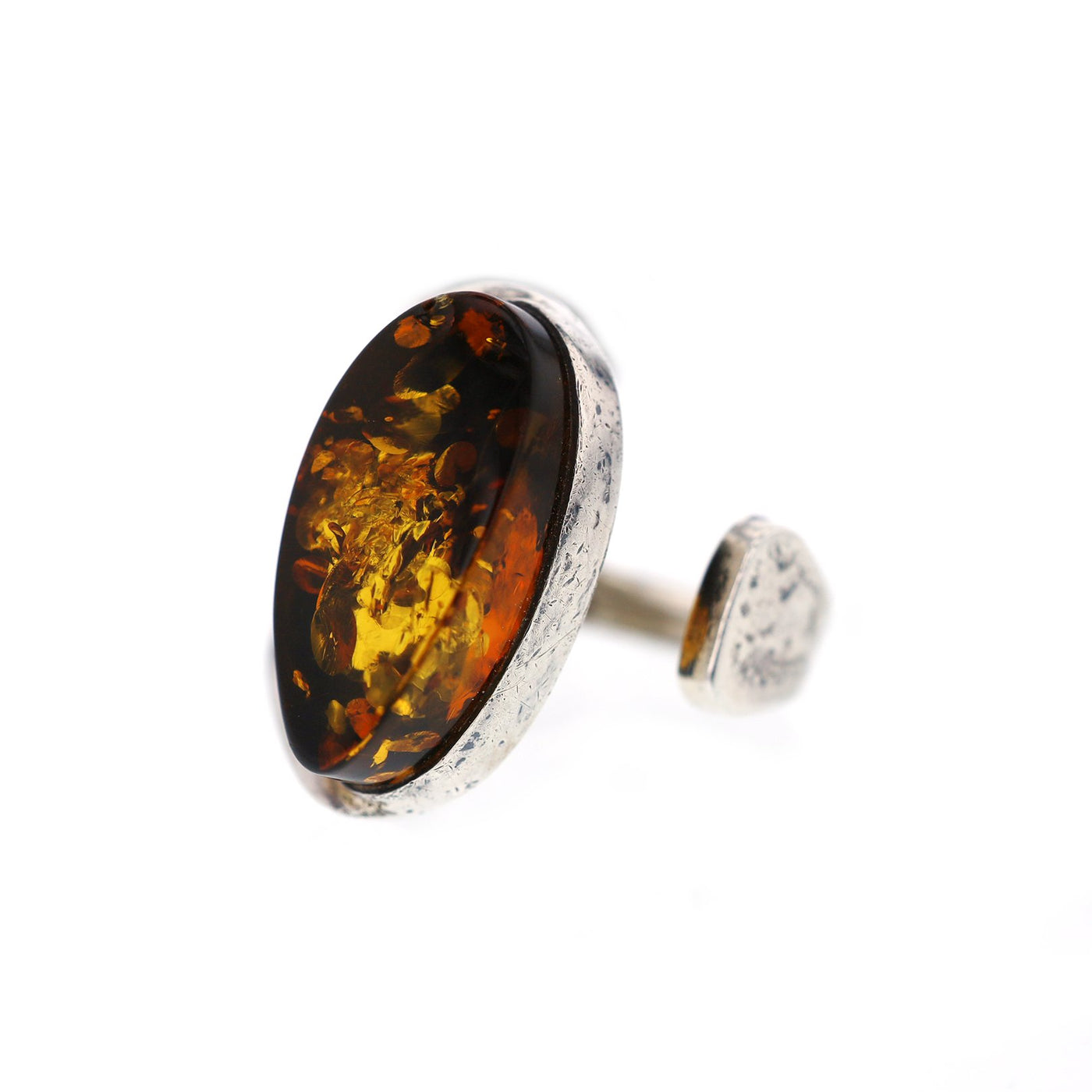 Silver Amber Ring