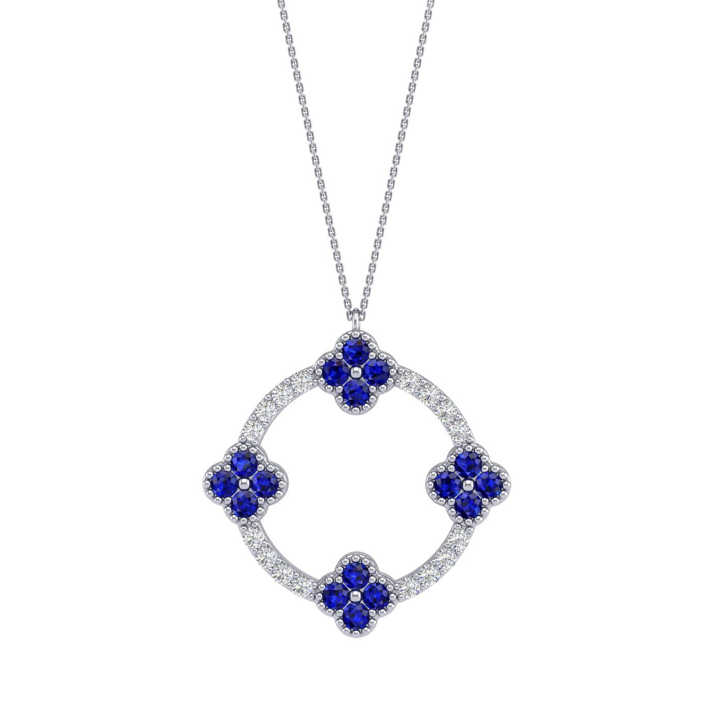 Blue Sapphire & Diamond Pendant Necklace