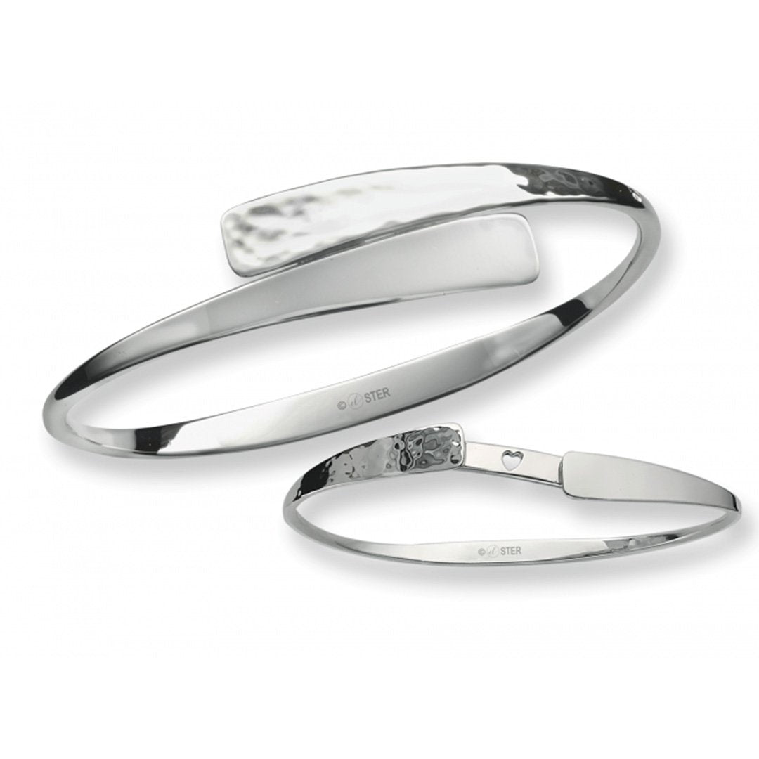 "Secret Heart" Bangle Silver Bracelet