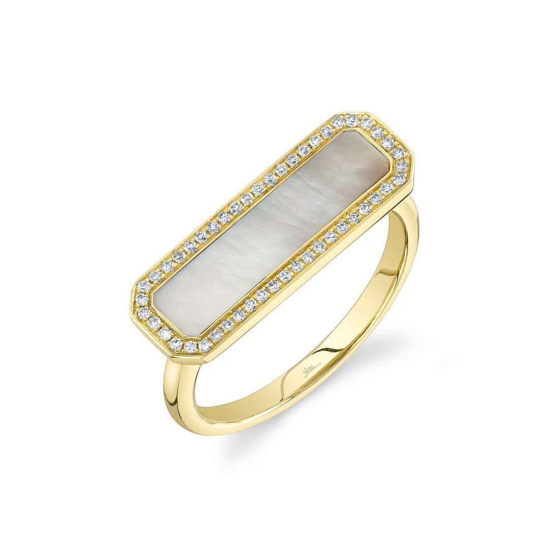 Mother of Pearl & Diamond Bar Ring