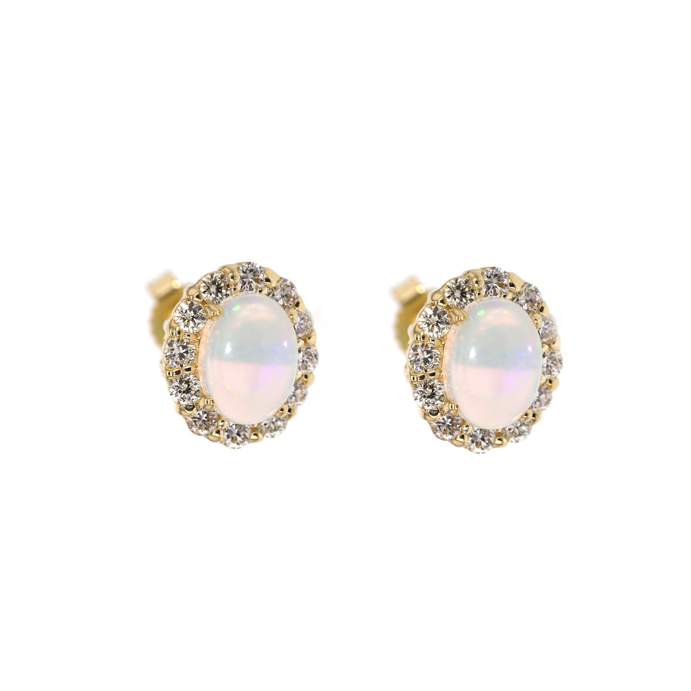 Opal & Diamond Halo Earrings