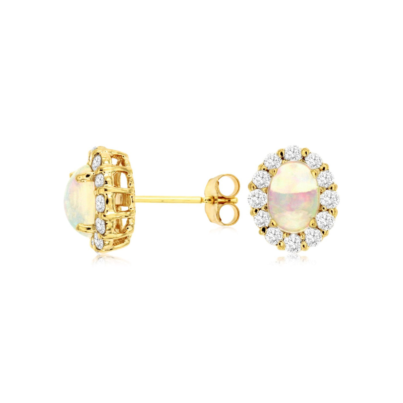 Opal & Diamond Halo Earrings