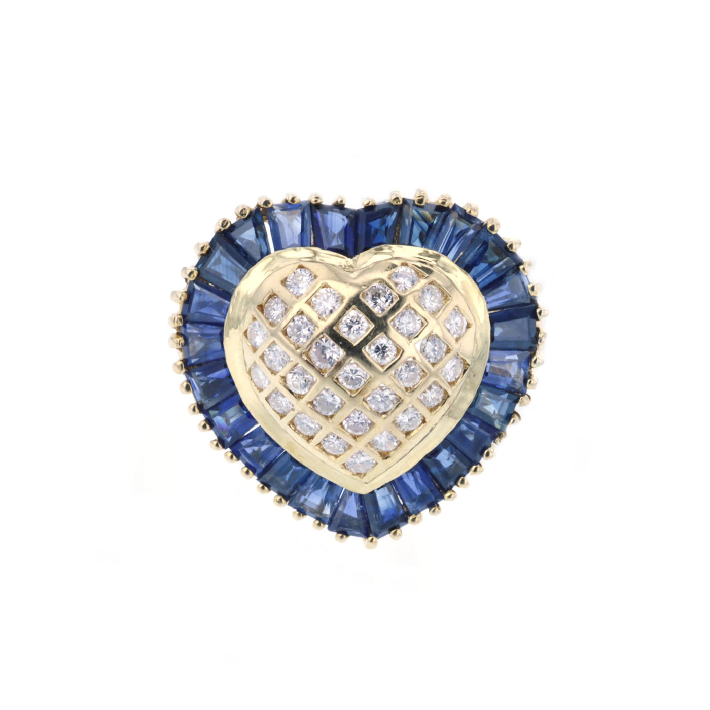 Blue Sapphire & Diamond Heart Ring