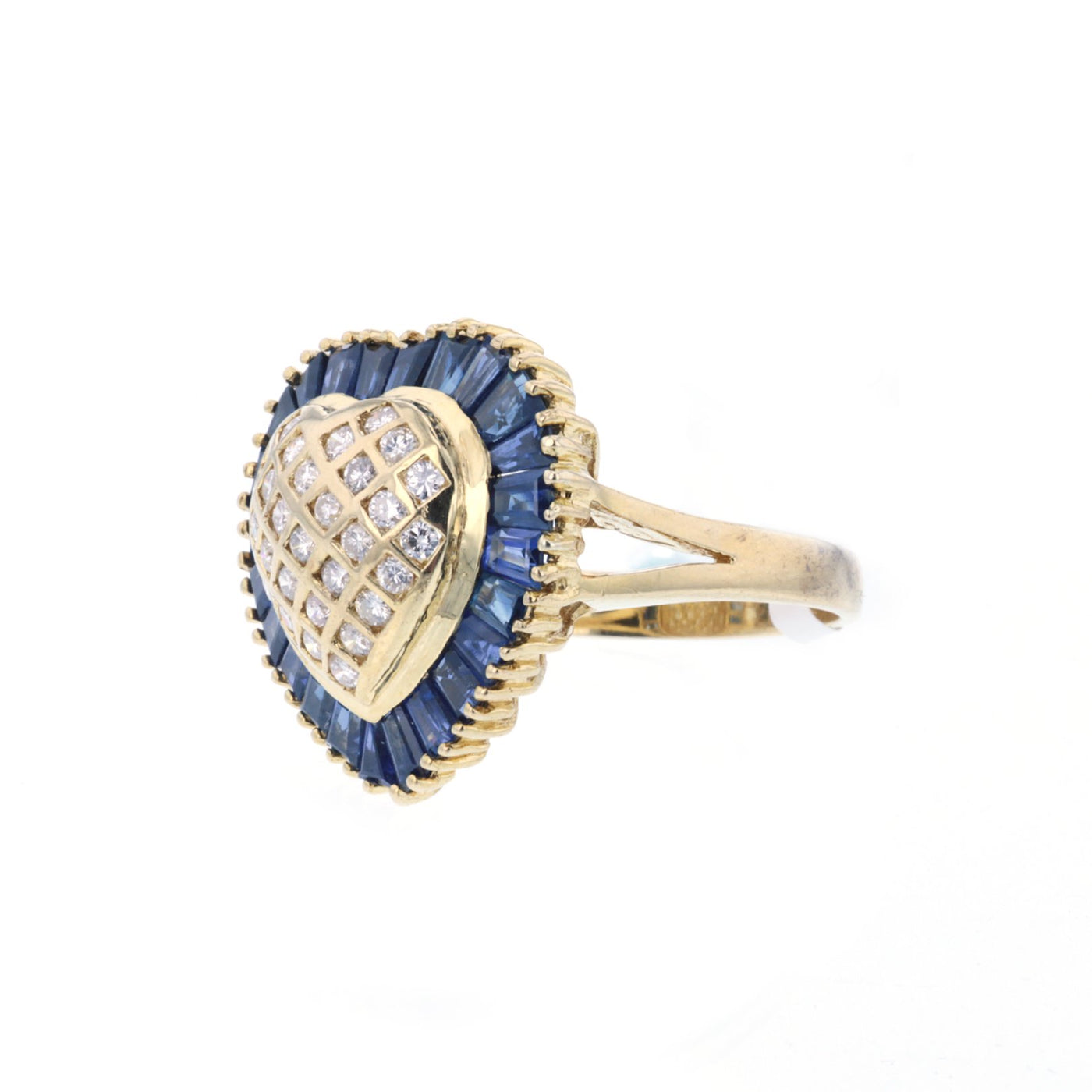 Blue Sapphire & Diamond Heart Ring