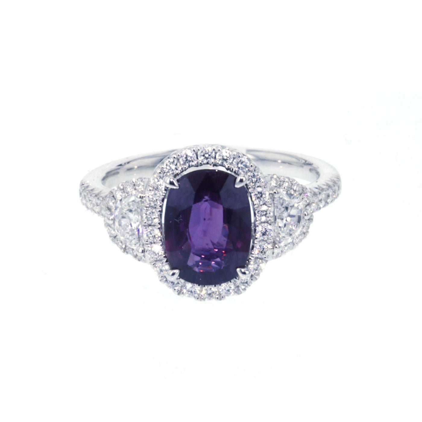 Sapphire & Diamond Halo Ring