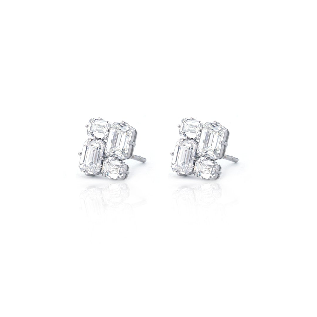 3.71 ctw Diamond Cluster Earrings