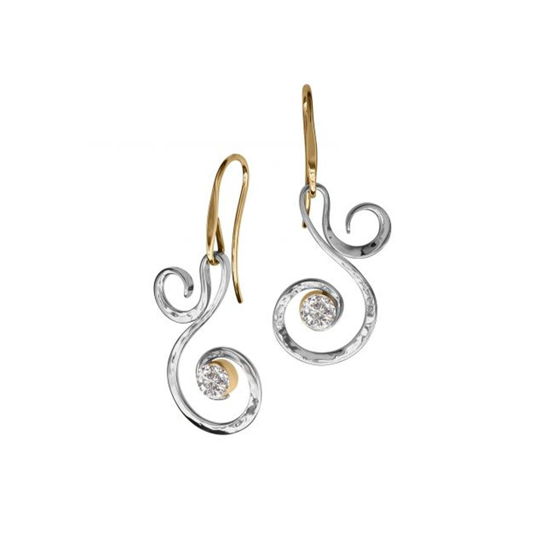 Silver & Gold Fiddlehead Earrings
