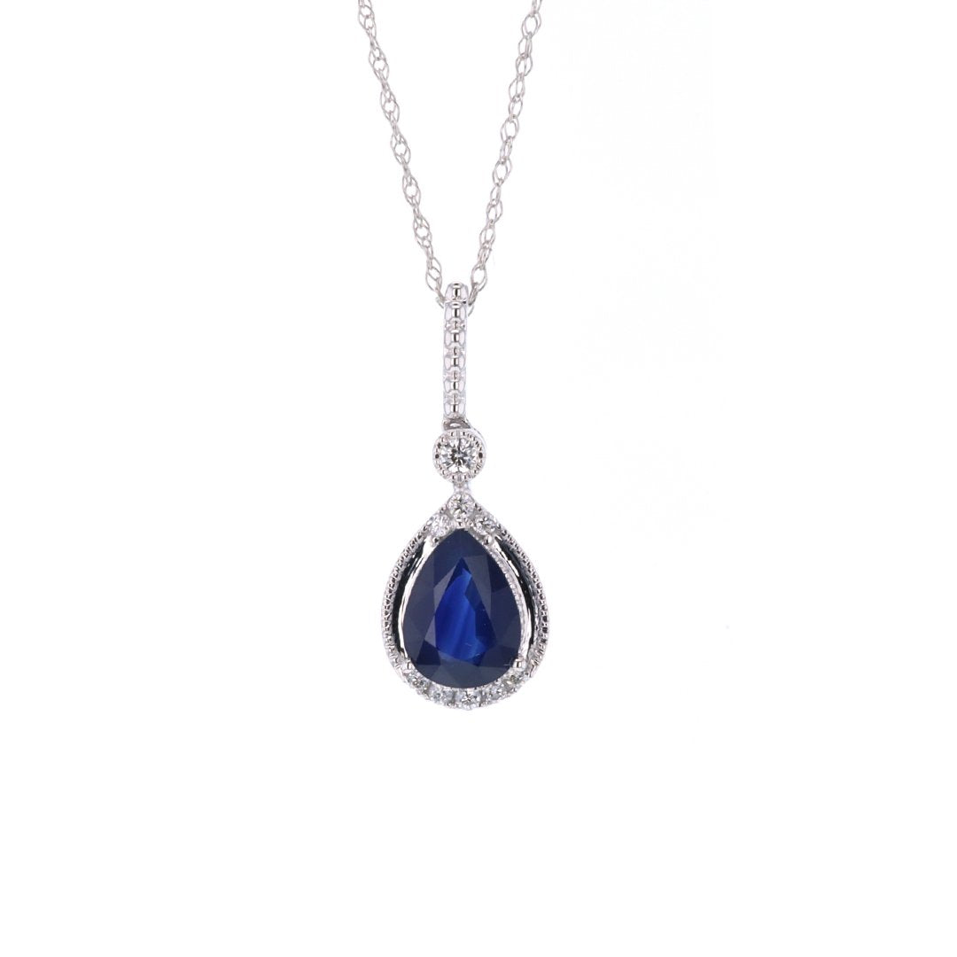 Blue Sapphire & Diamond Pendant Necklace