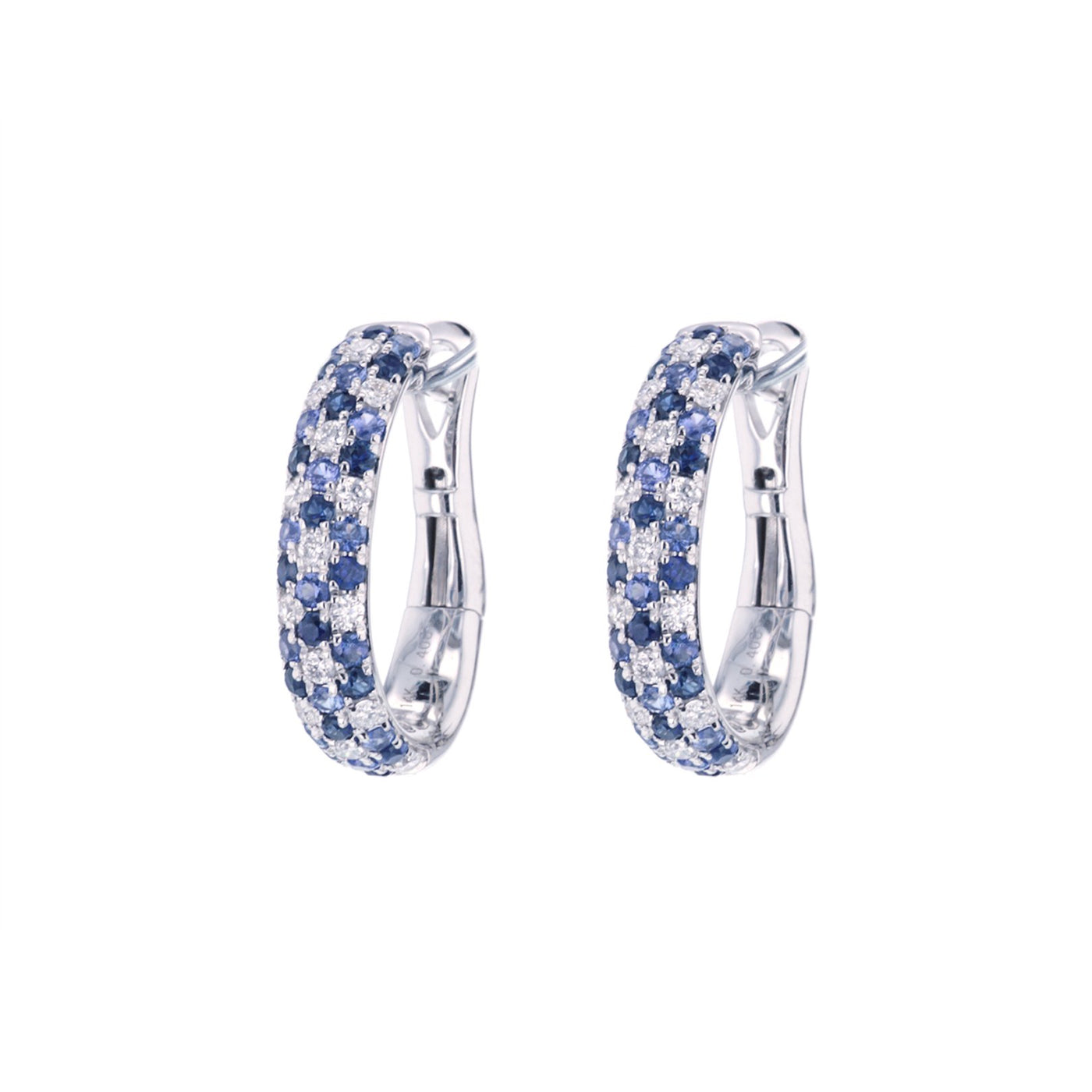 Blue Sapphire & Diamond Hoop Earrings