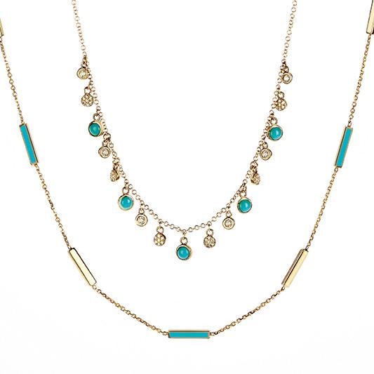 Turquoise Enamel Bar Necklace