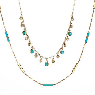 Turquoise Enamel Bar Necklace