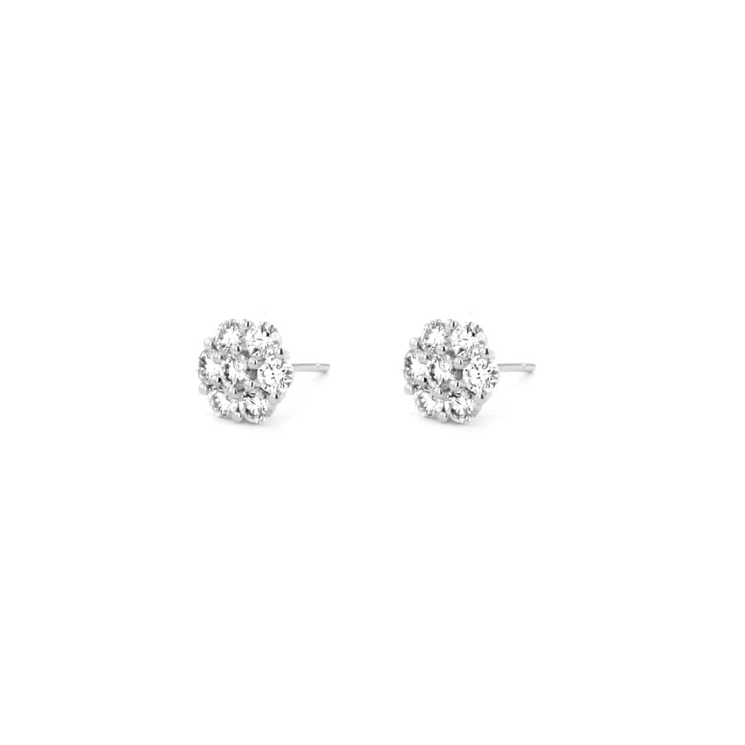 1.45 ctw Diamond Cluster Stud Earrings
