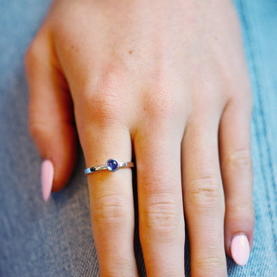 Purple Sapphire Cabochon Ring