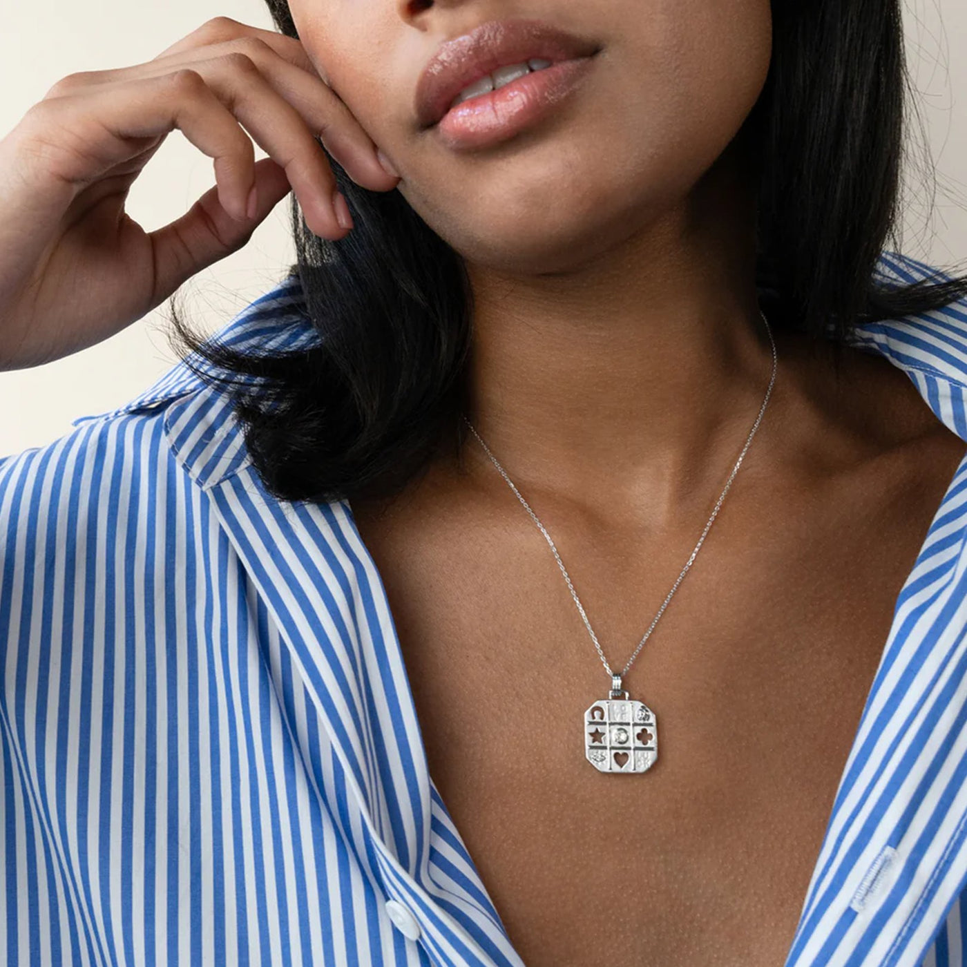 Sapphire Slver Luck Charm Pendant