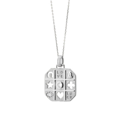 Sapphire Slver Luck Charm Pendant