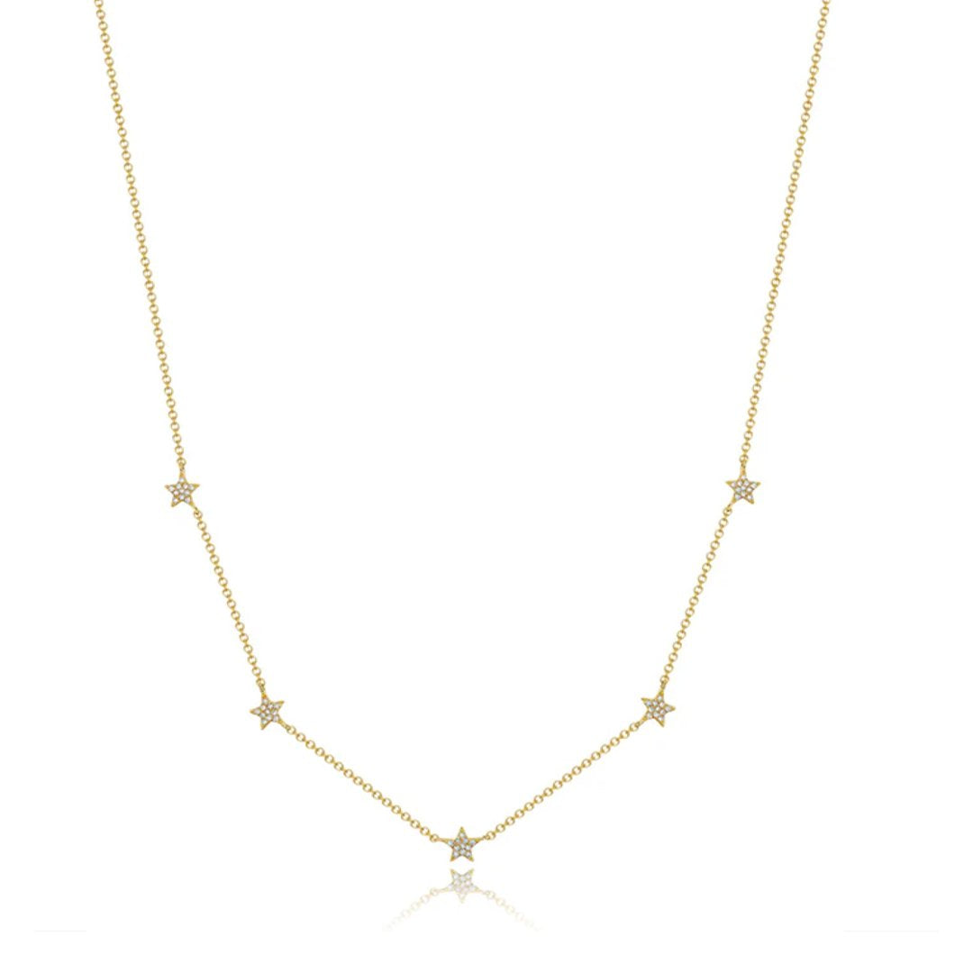 16+2" 0.13 ctw Diamond Pave Star Station Necklace